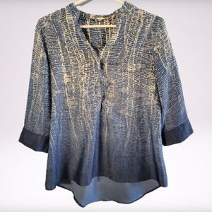 Soft Surroundings blue and white tunic top size PM